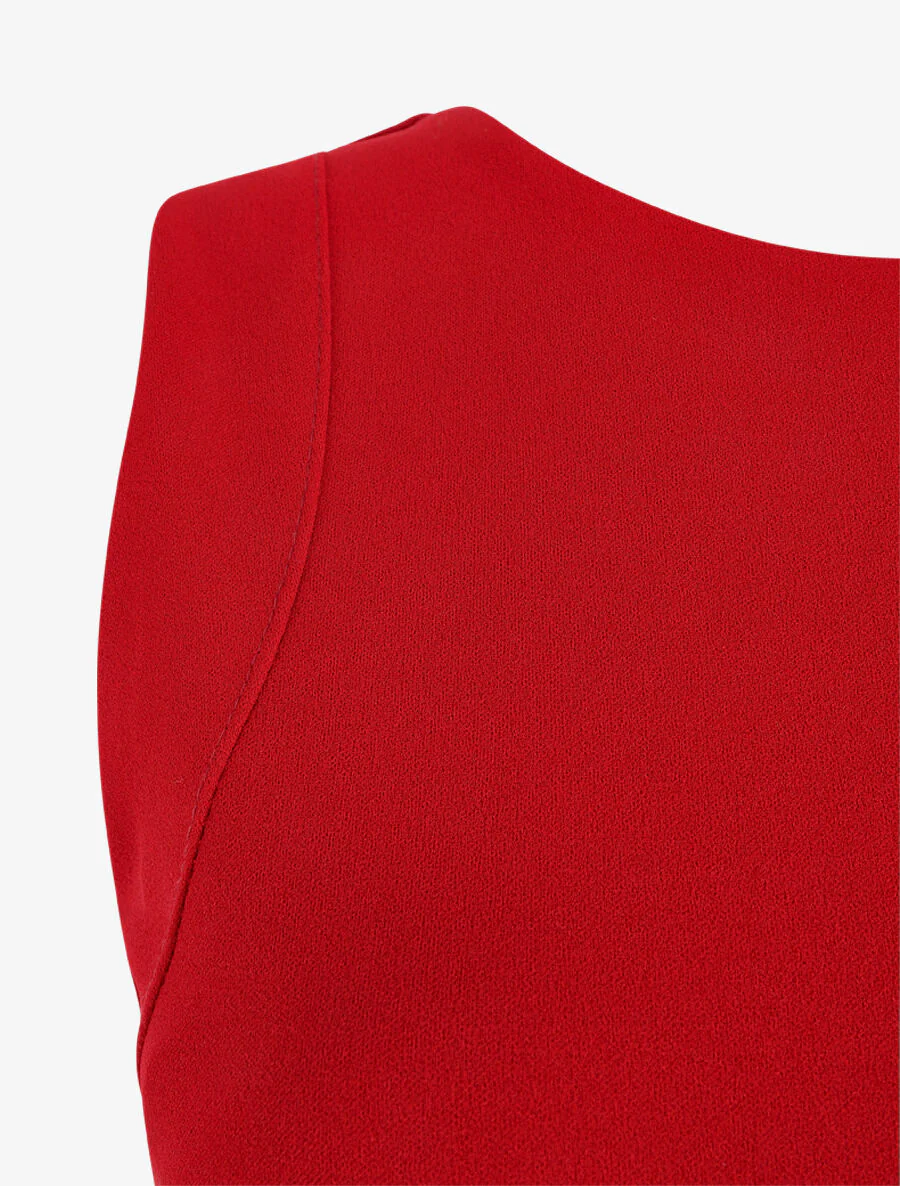 Mouwloze gedrapeerde lange jurk - Rood - Image 4