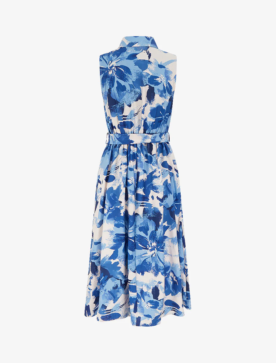 Lange overhemdjurk met abstracte print - Blauw - Image 2