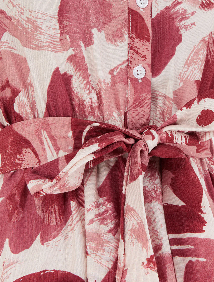 Lange overhemdjurk met abstracte print - Oudroze - Image 3