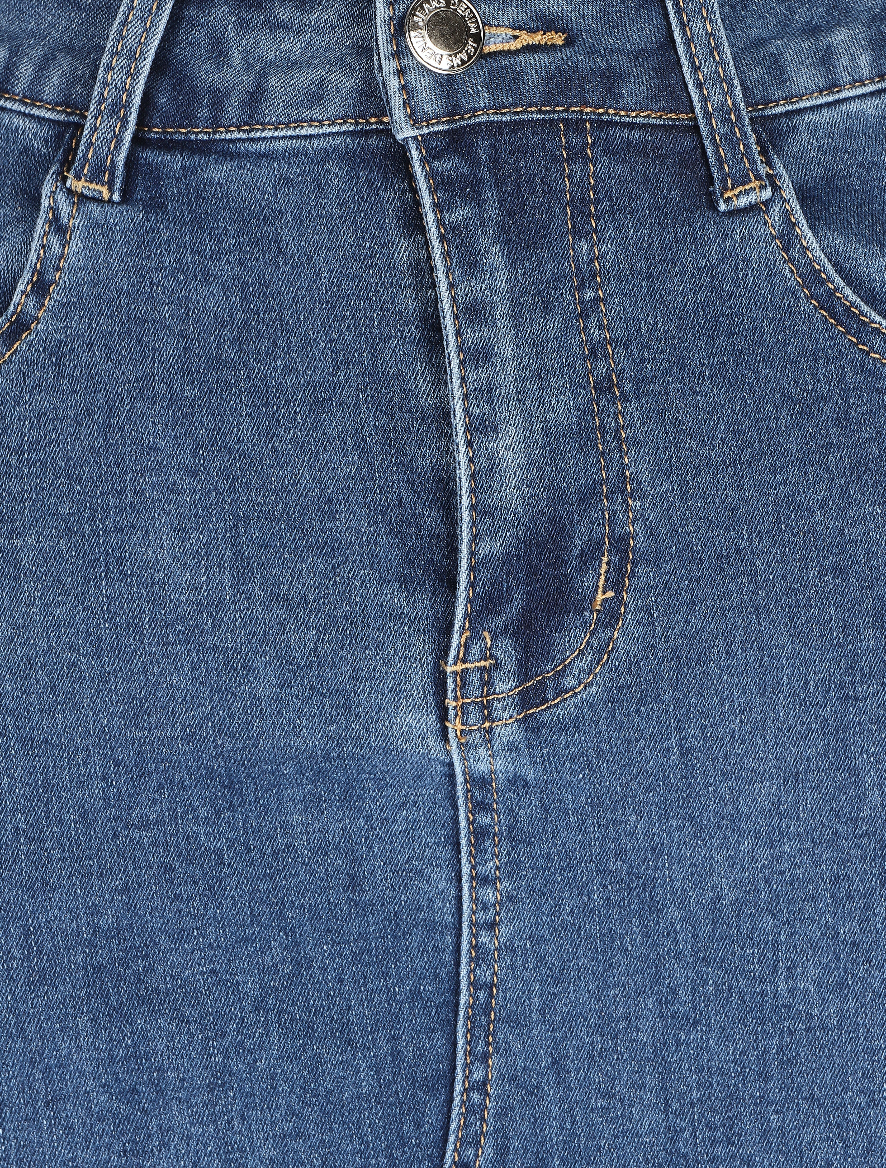 Lange recht gesneden denim rok - blauw - Image 3