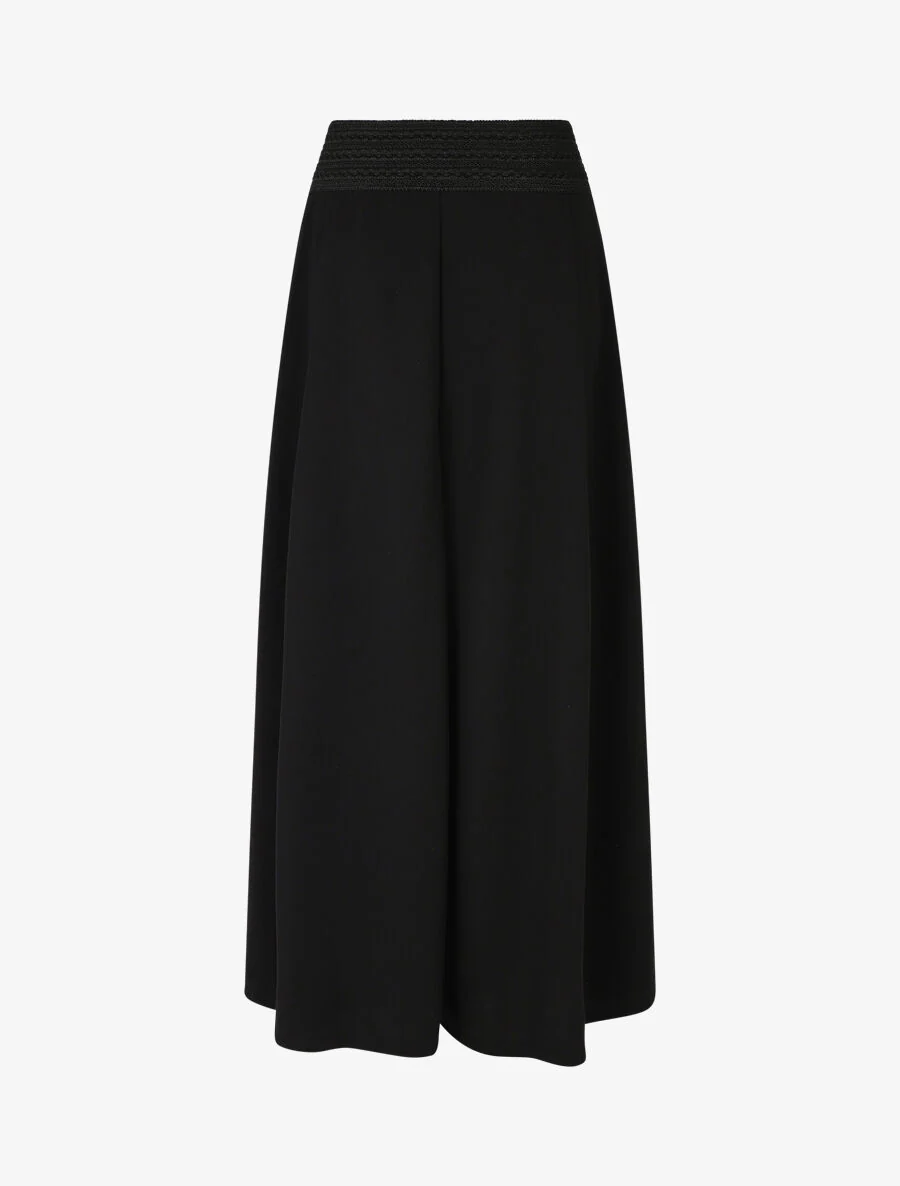 Lange rechte effen rok met elastische taille - zwart - Image 2