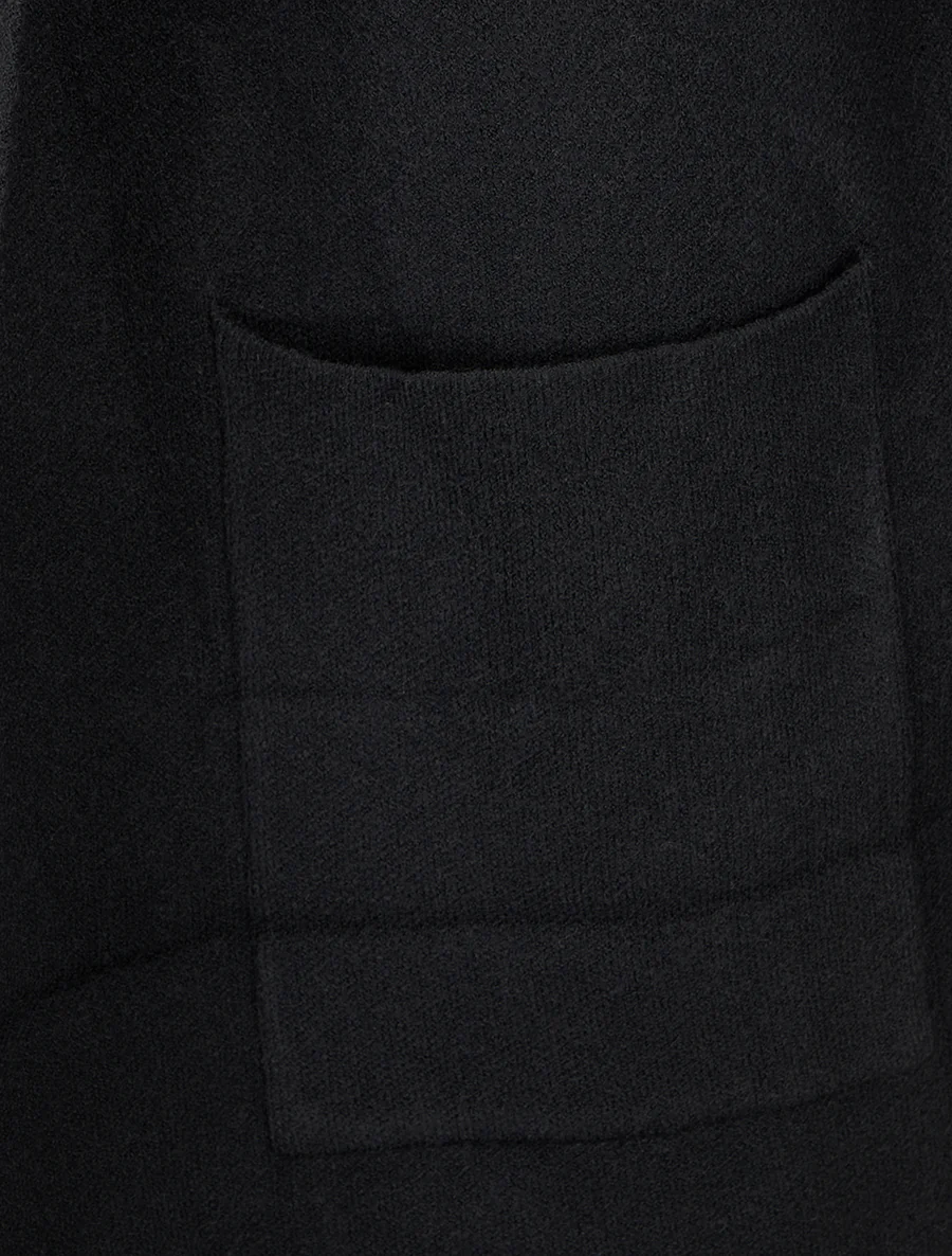 Lange rechte gilet met capuchon - Zwart - Image 3