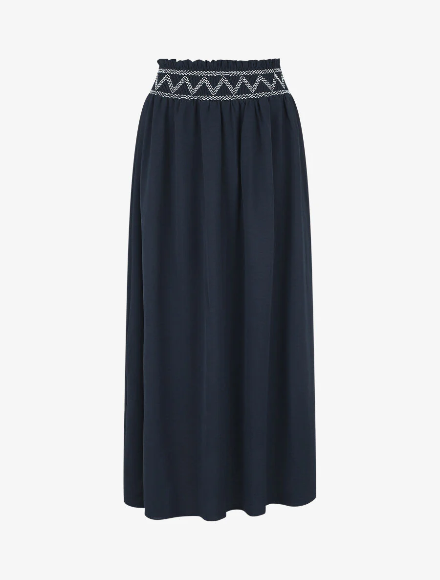 Lange rok elastische taille - Donkerblauw