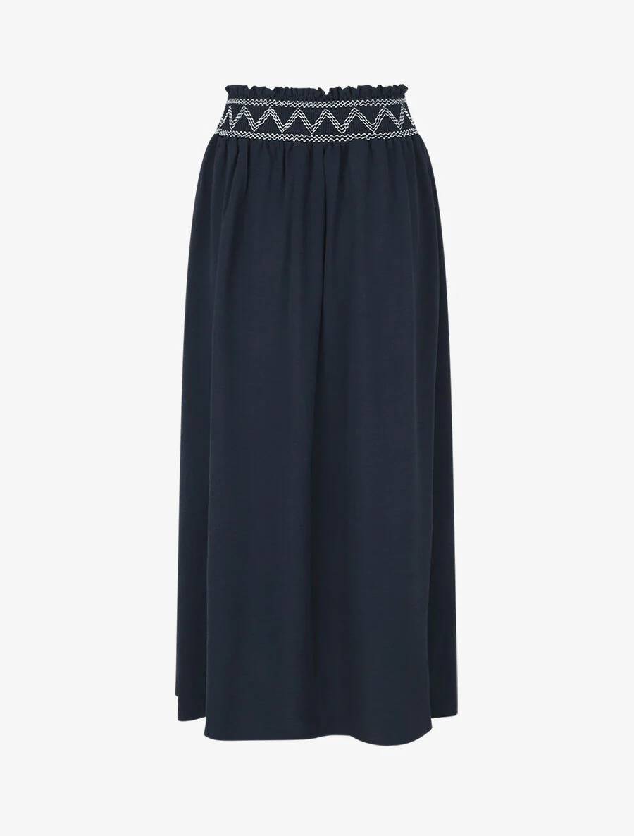 Lange rok elastische taille - Donkerblauw - Image 2