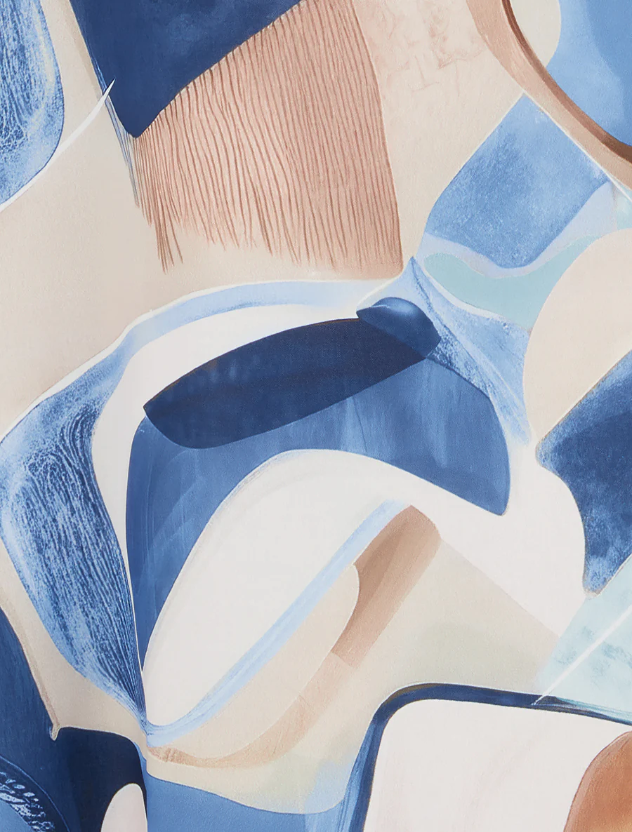 Lange rok met abstracte print en fantasietaille. - Blauw - Image 3