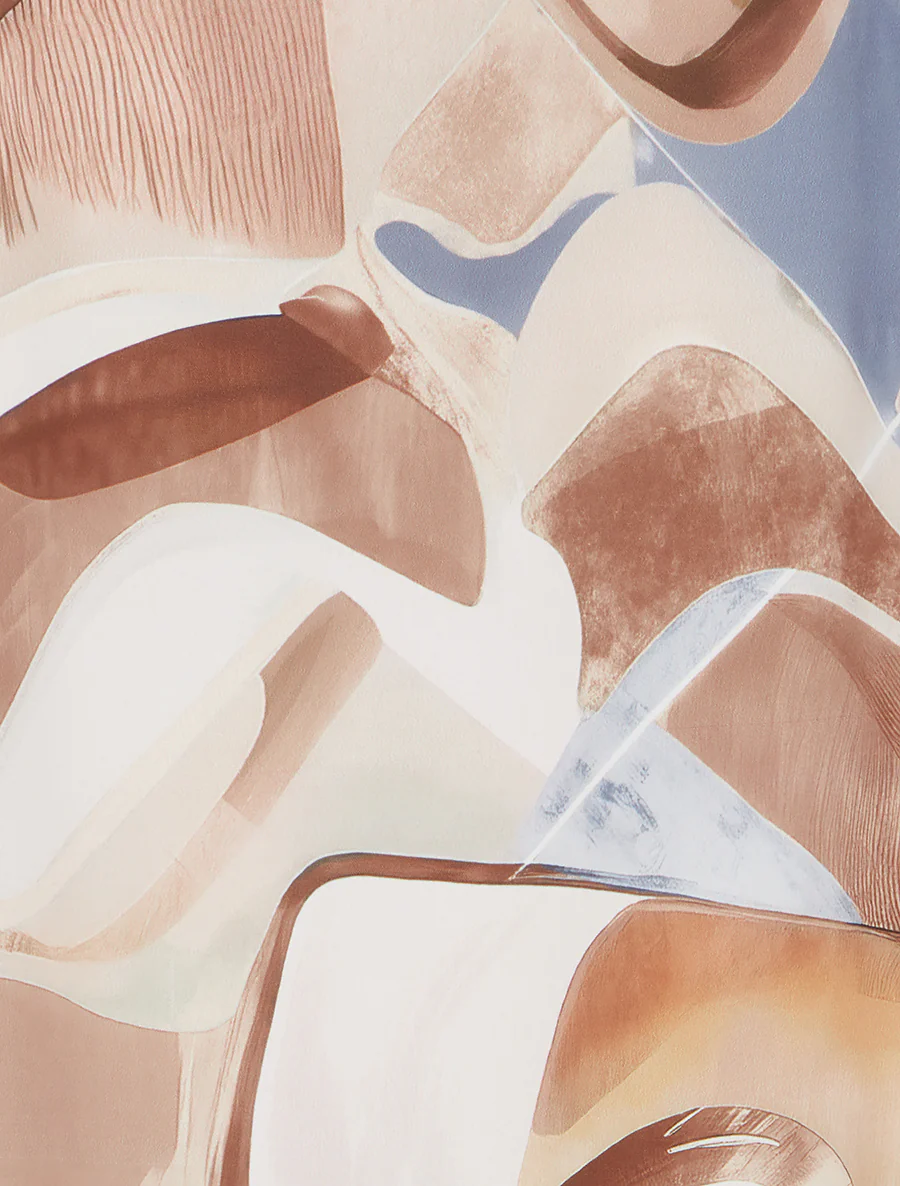 Lange rok met abstracte print en fantasietaille. - Donker beige - Image 3