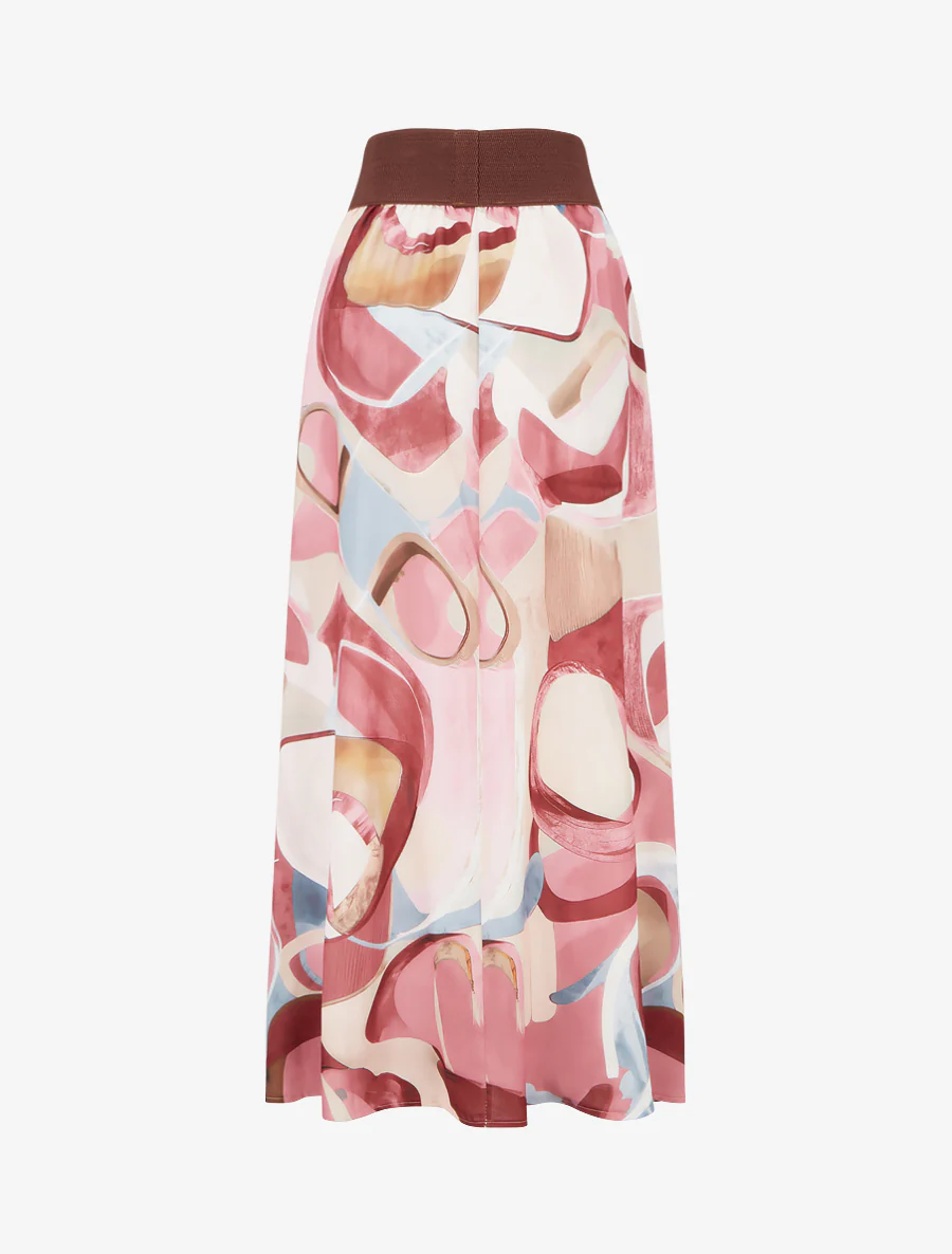 Lange rok met abstracte print en fantasietaille. - Roos - Image 2