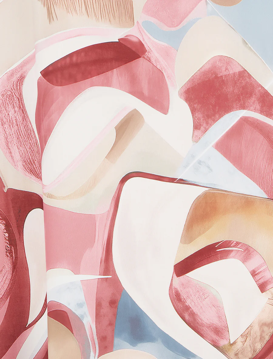 Lange rok met abstracte print en fantasietaille. - Roos - Image 3