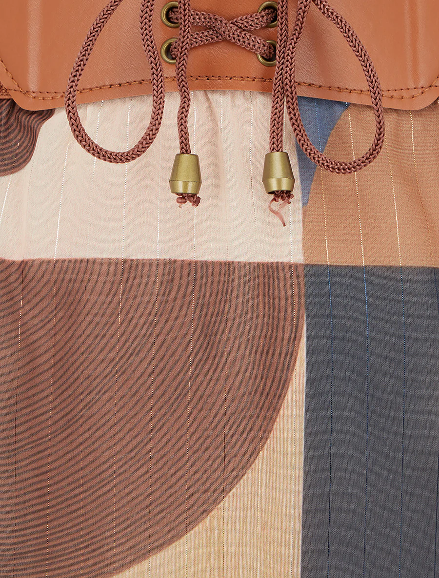 Lange rok met abstracte print - Marine - Image 3