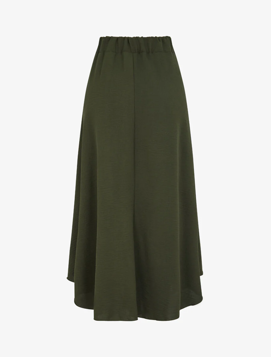 Lange rok met asymmetrische randen - Kakigroen - Image 3