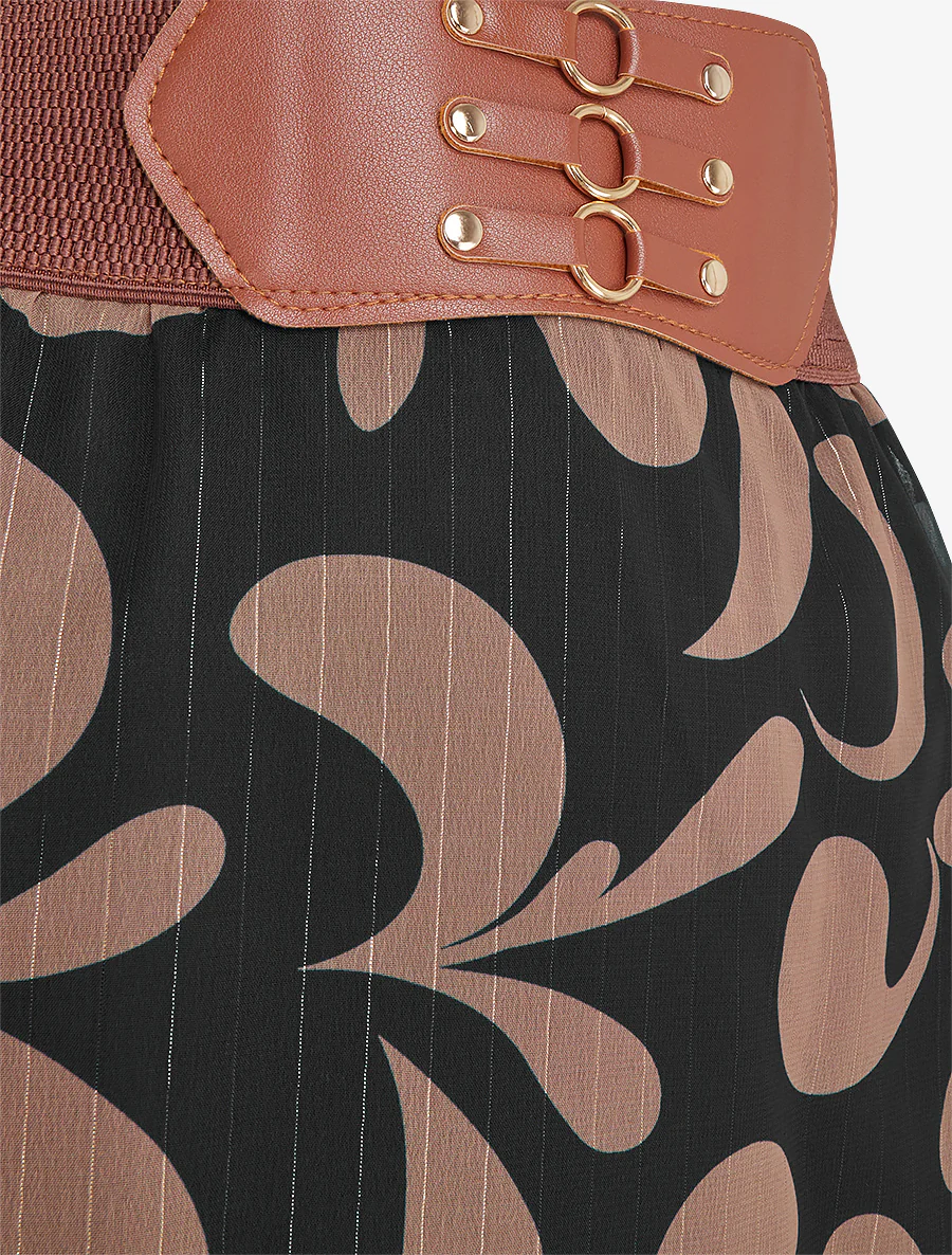 Lange rok met barokprint - Zwart - Image 3