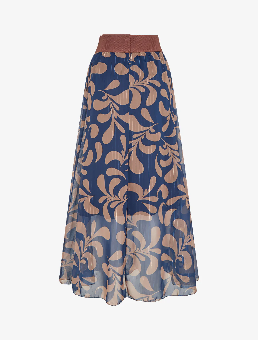 Lange rok met barokprint - Marine - Image 2