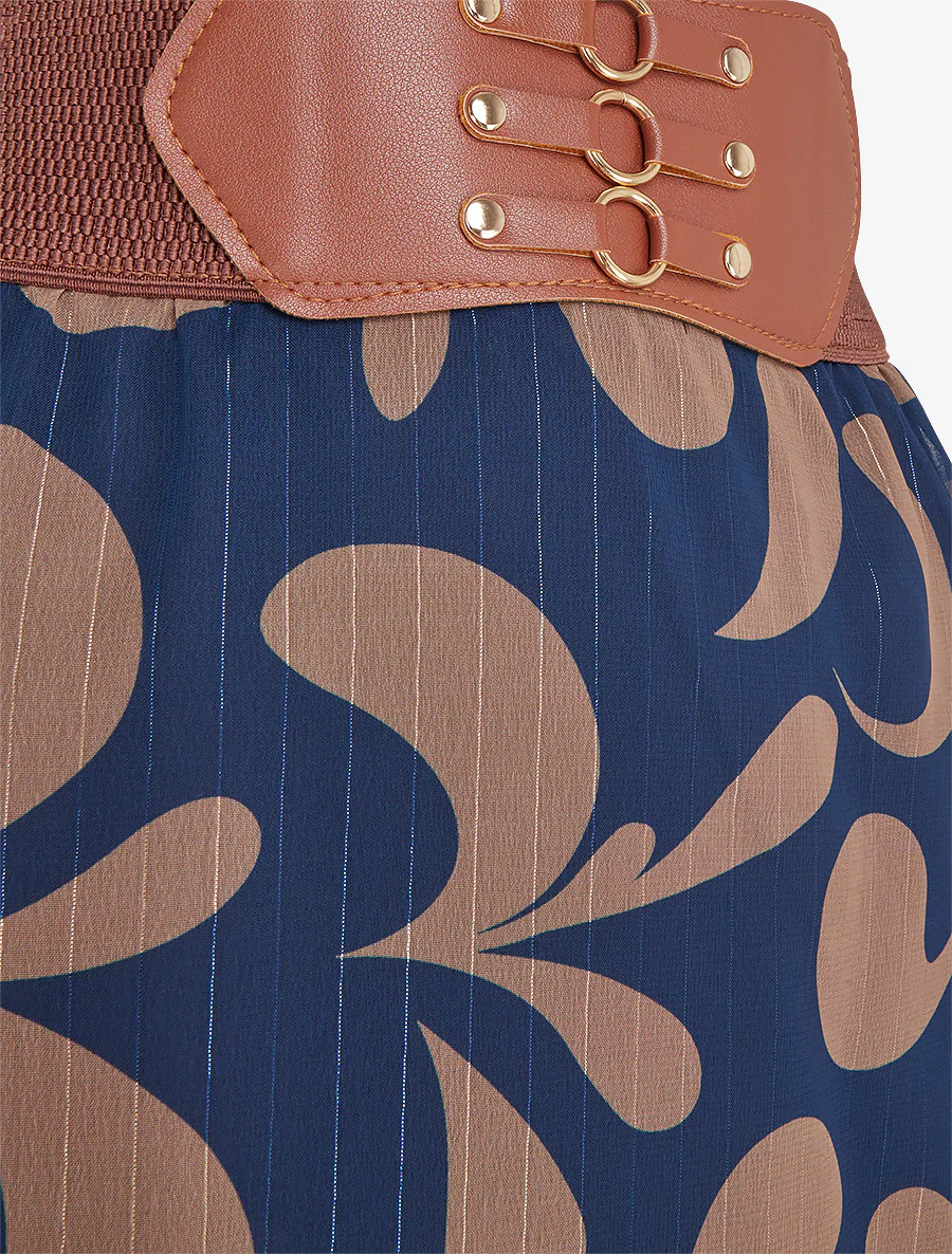 Lange rok met barokprint - Marine - Image 3