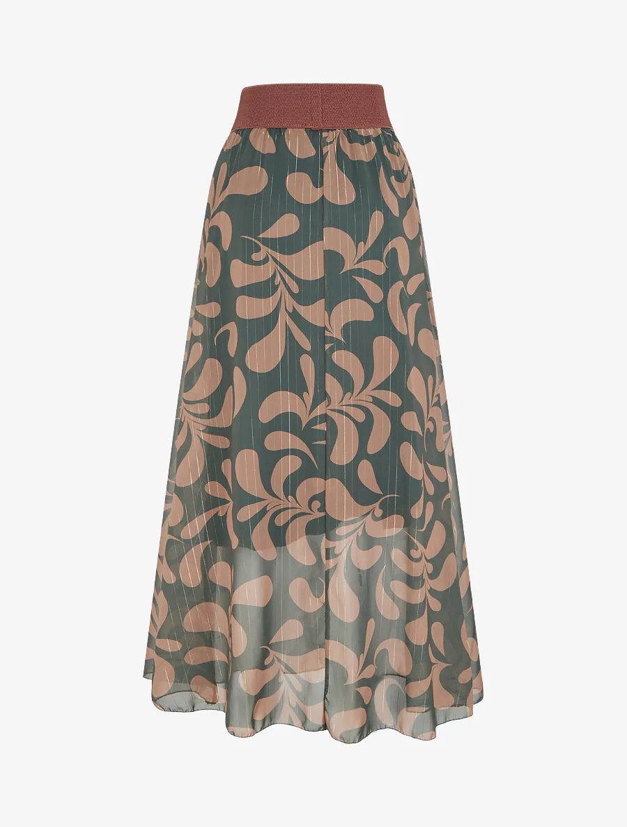 Lange rok met barokprint - Groen - Image 2