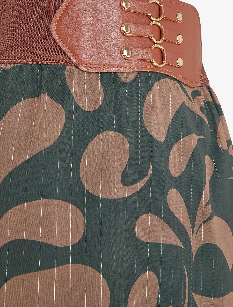 Lange rok met barokprint - Groen - Image 3