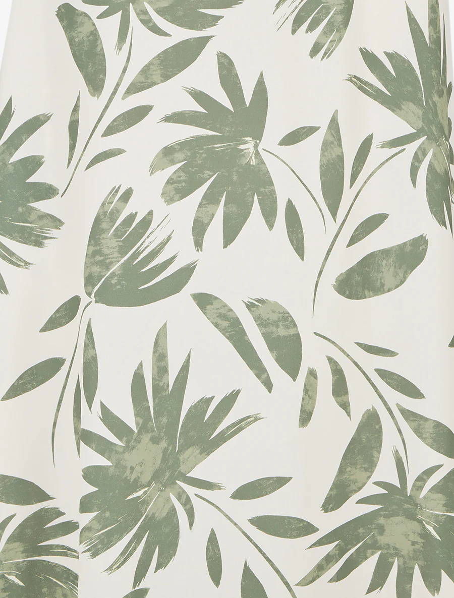 Lange rok met bloemenprint en fantasietaille. - Kaki - Image 3