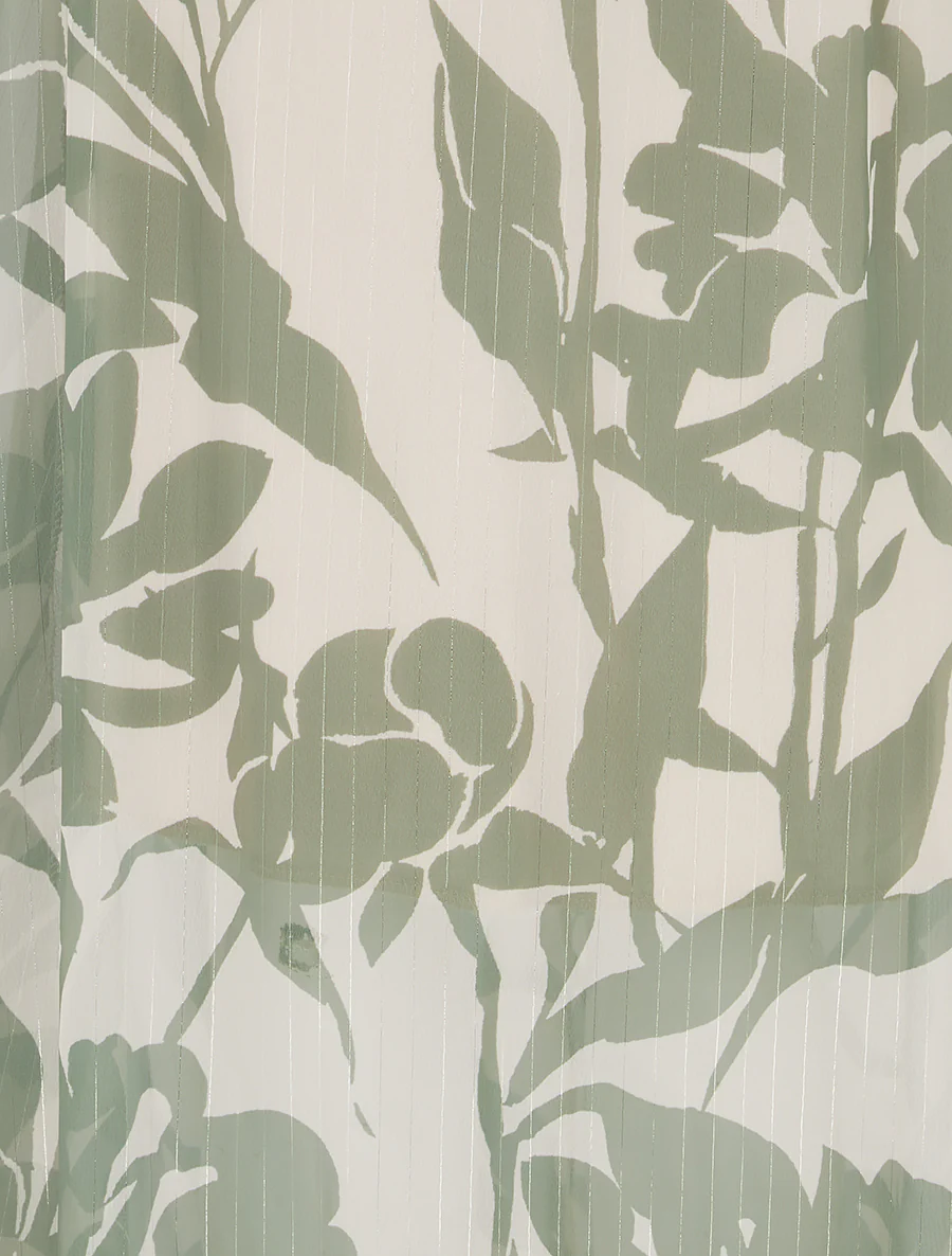 Lange rok met bloemenprint en iriserende strepen - Kaki - Image 3