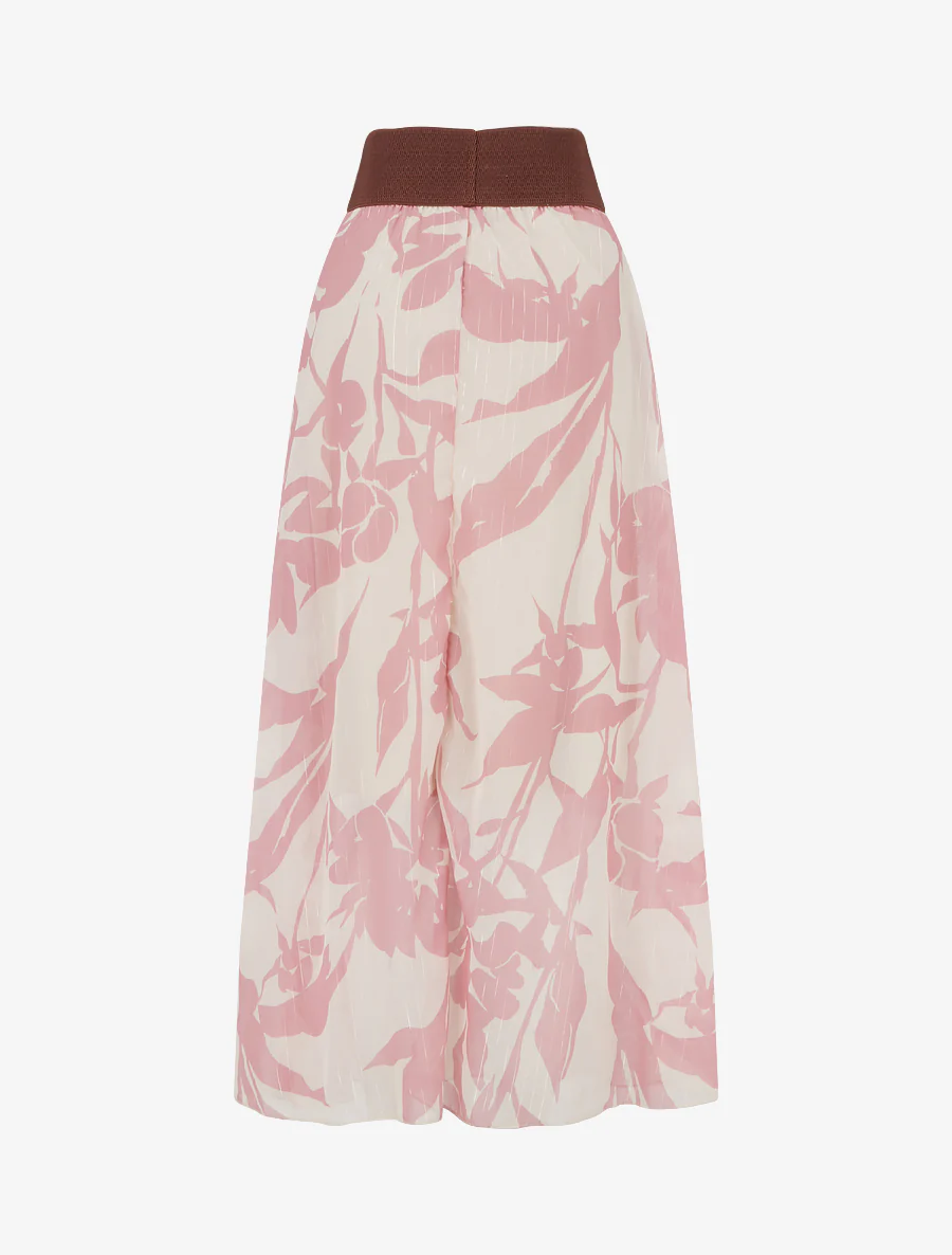 Lange rok met bloemenprint en iriserende strepen - Roos - Image 2