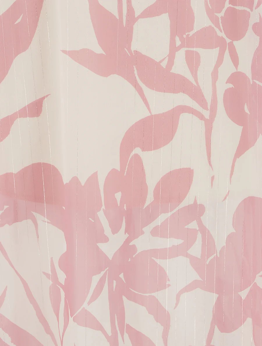 Lange rok met bloemenprint en iriserende strepen - Roos - Image 3