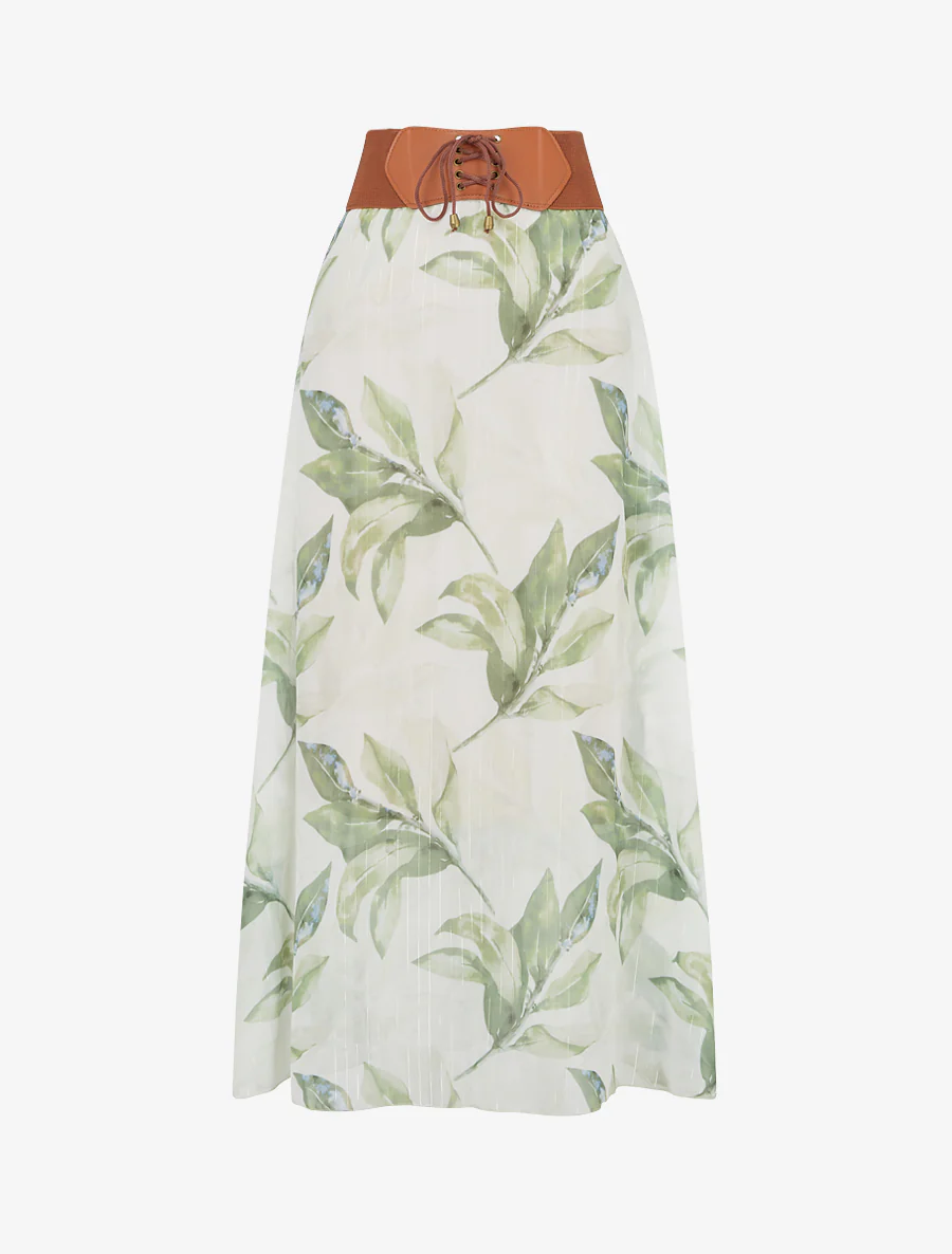 Lange rok met bloemenprint - Groen