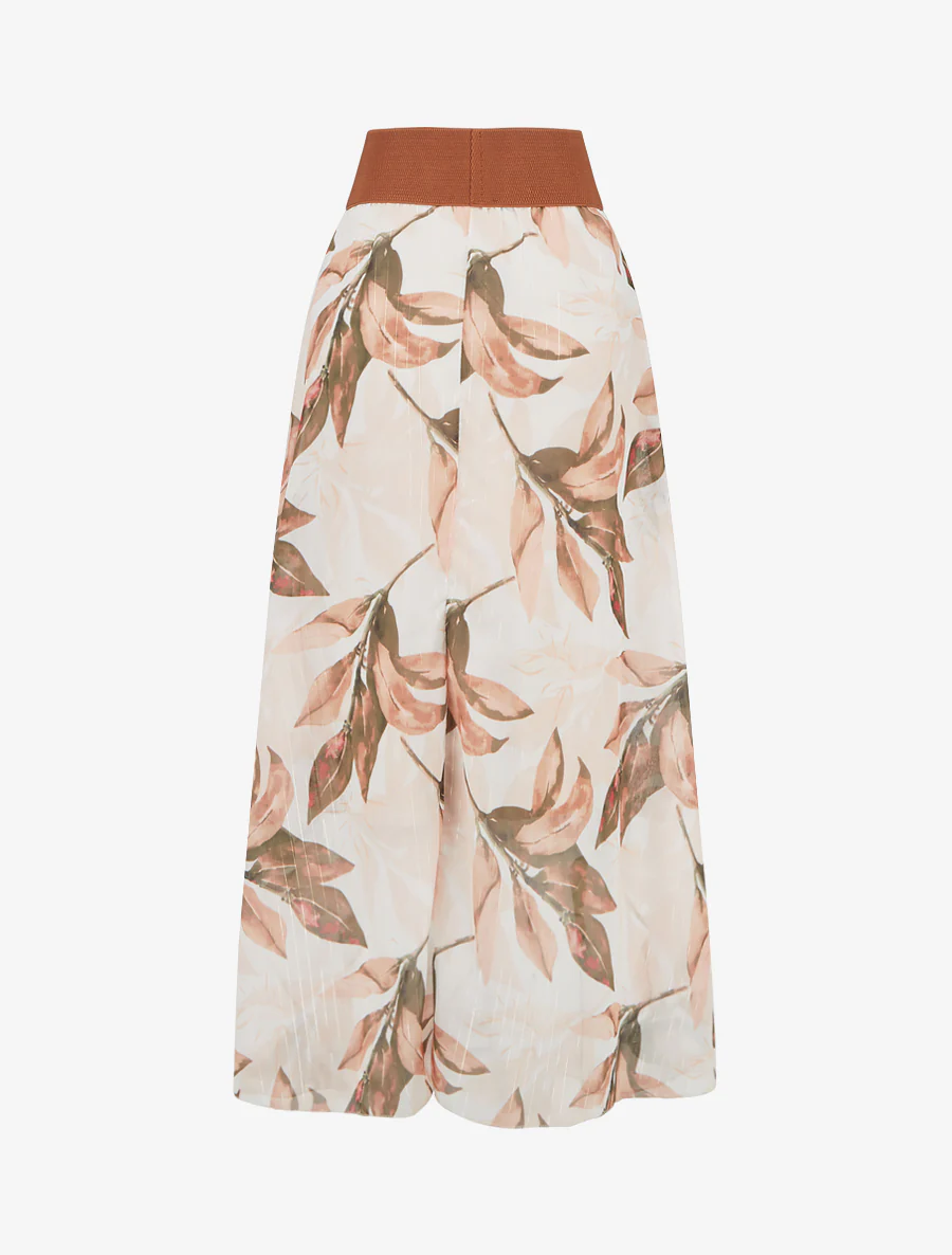 Lange rok met bloemenprint - Kaki - Image 2