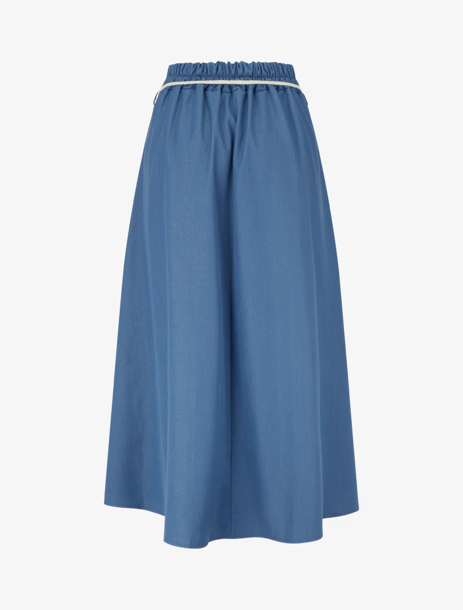 Lange rok met elastische tailleband - Blauwe denim - Image 2