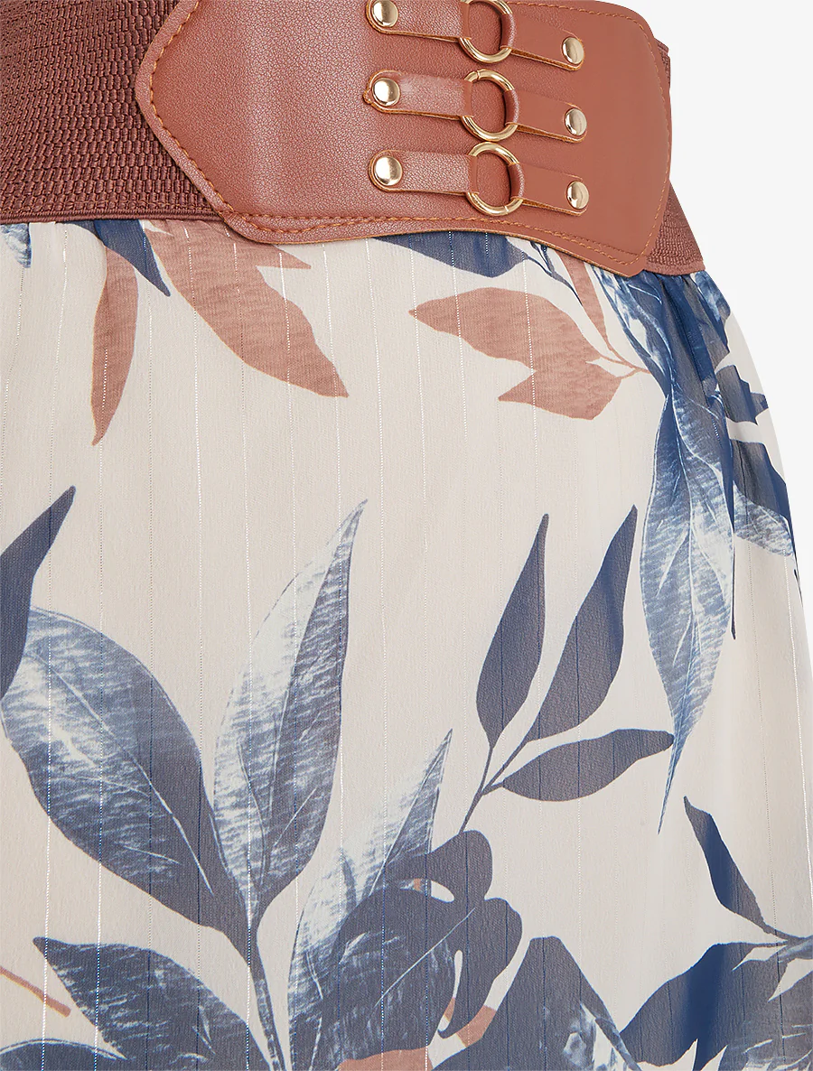 Lange rok met fantasie bladprint - Marine - Image 3