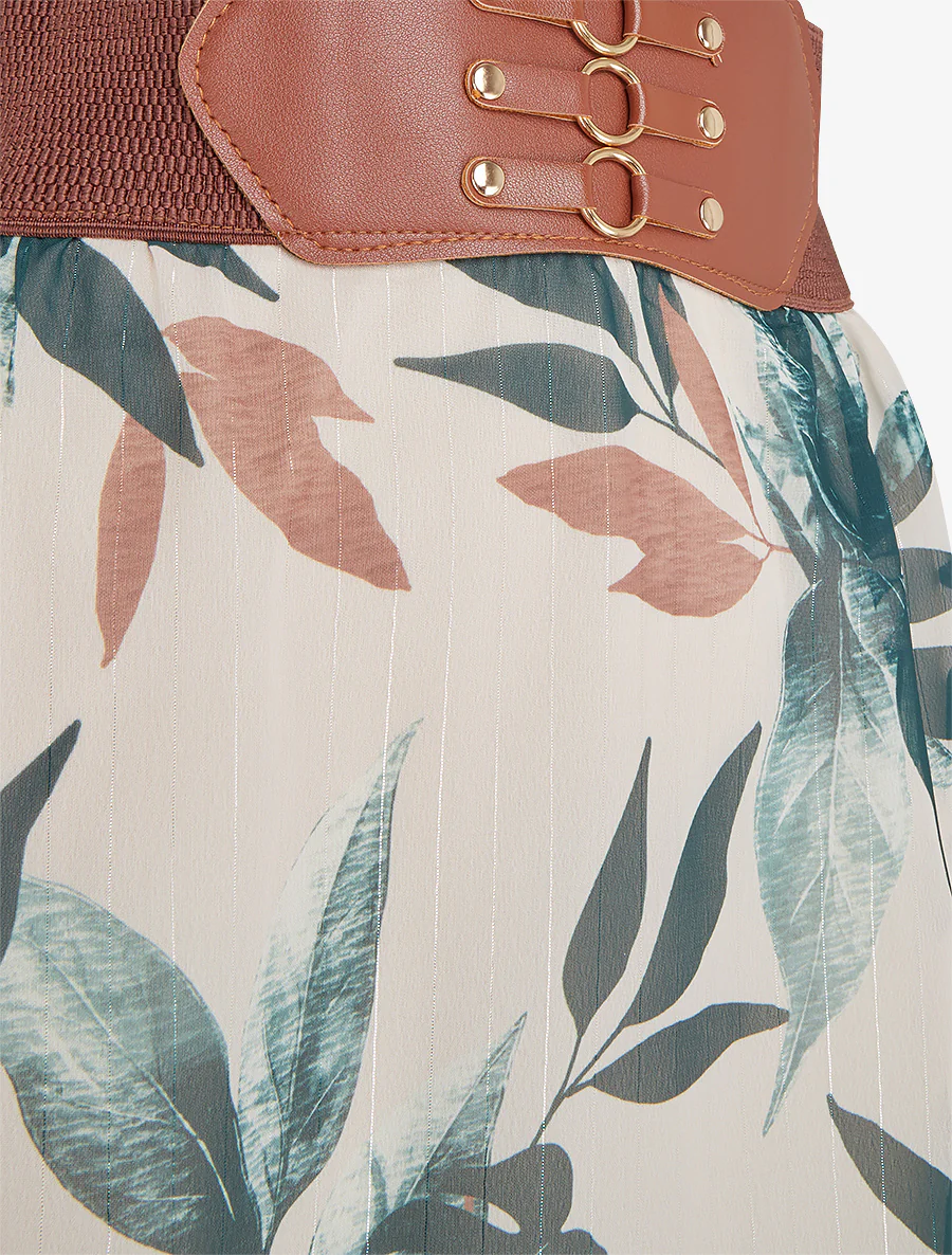 Lange rok met fantasie bladprint - Groen - Image 3