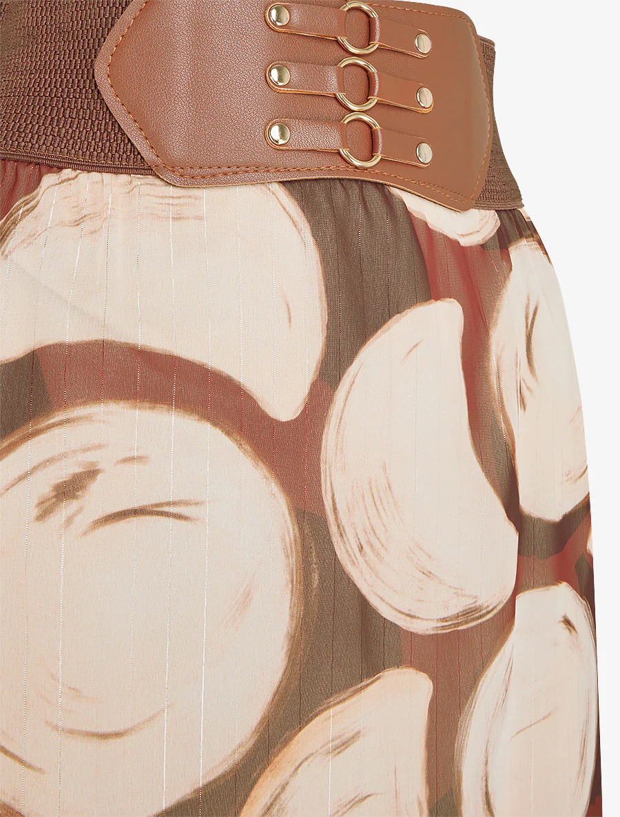 Lange rok met fantasierijke cirkelprint - Bruin - Image 3