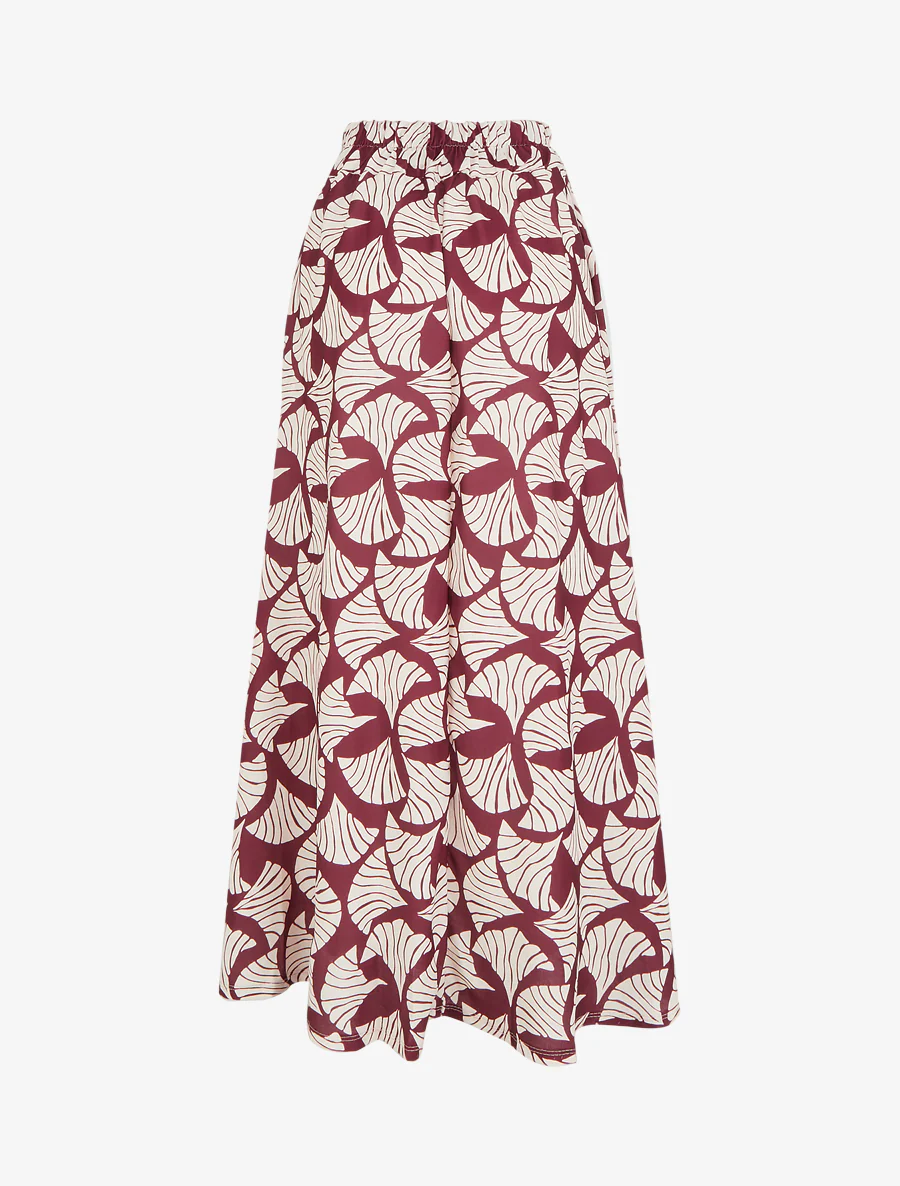Lange rok met ginkgo-print en geborduurd detail - Pruim - Image 2