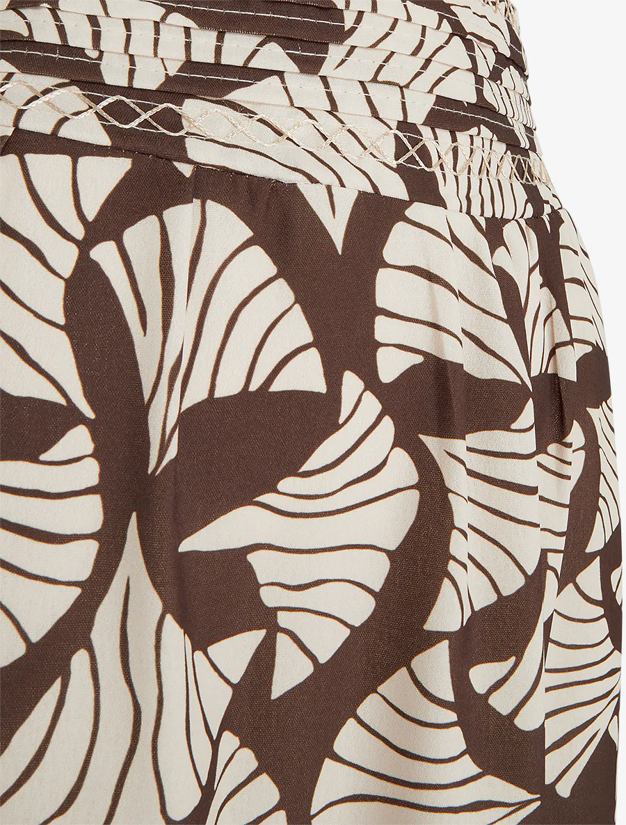 Lange rok met ginkgo-print en geborduurd detail - Bruin - Image 3