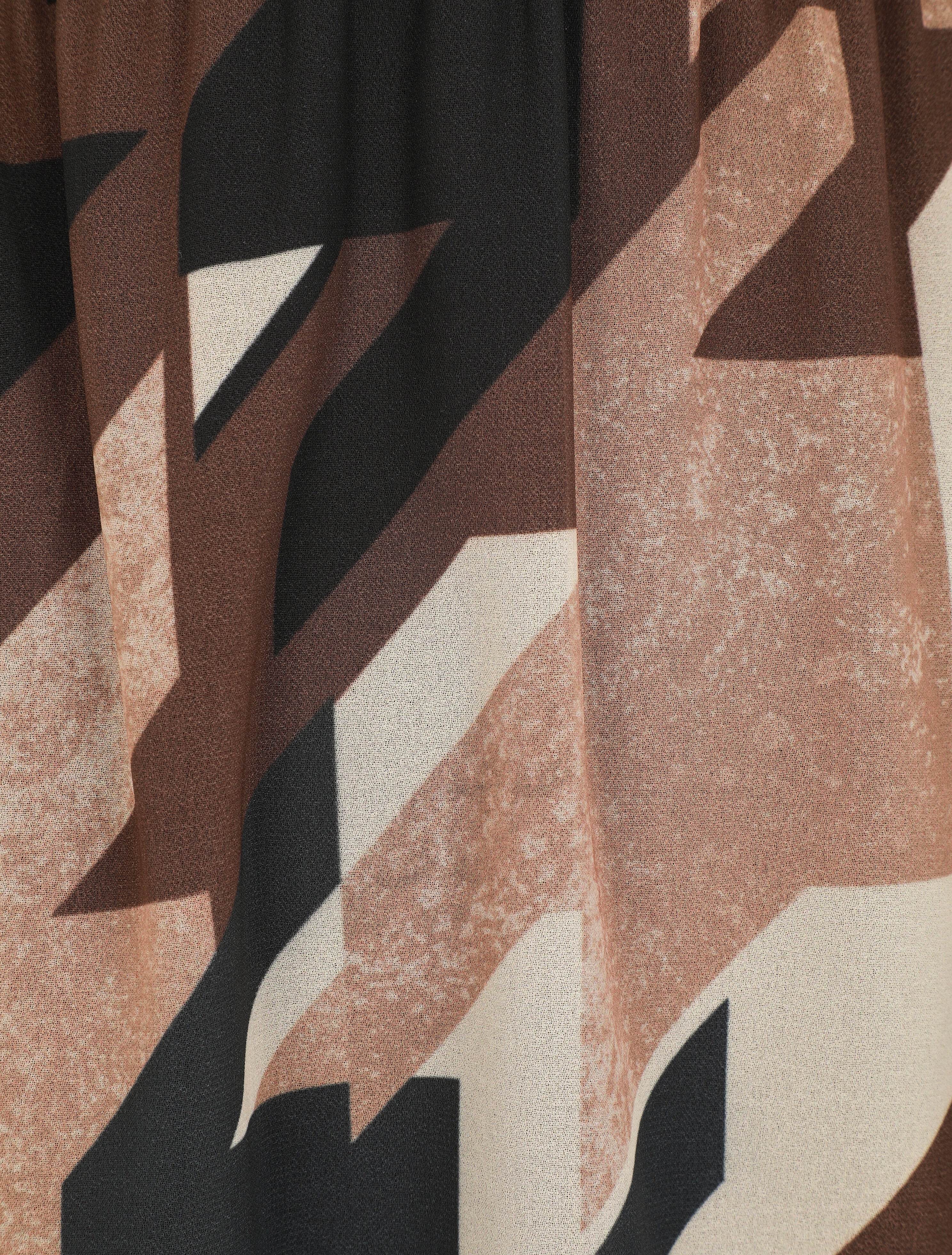 Lange rok met grafische print en elastische taille - Zwart - Image 3
