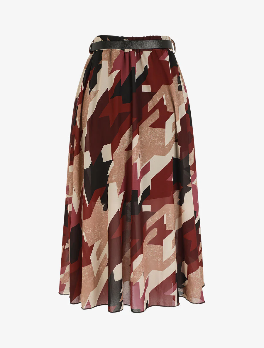 Lange rok met grafische print en elastische taille - Paars - Image 2
