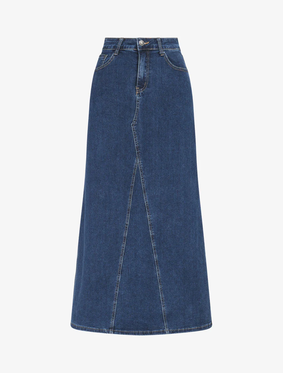 Lange rok met hoge taille - blauw