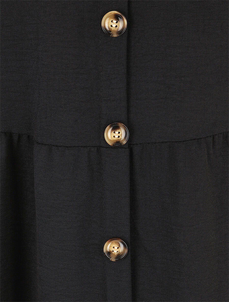 Lange rok met hoge taille en knopen - zwart - Image 3