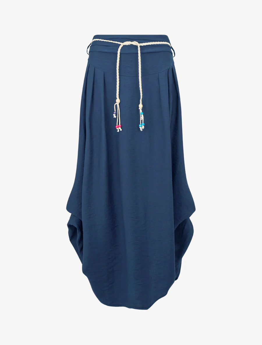 Lange rok met hoge taille, uitlopende snit - Blauw - Image 4