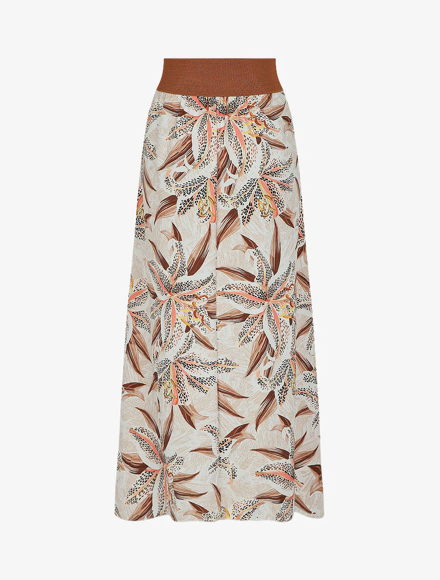 Lange rok met lis bloemenprint - beige - Image 2