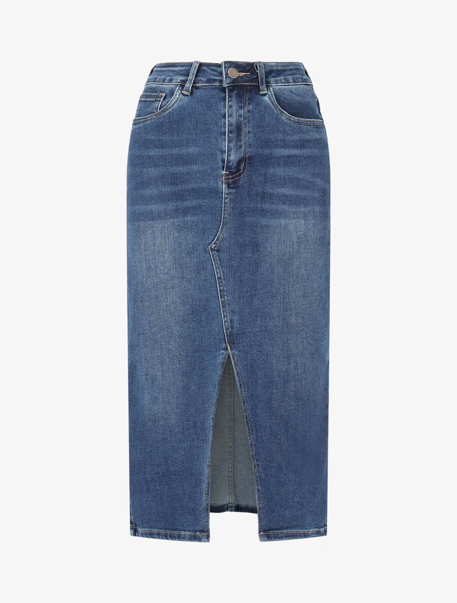 Lange rok met split aan de voorkant - blauw