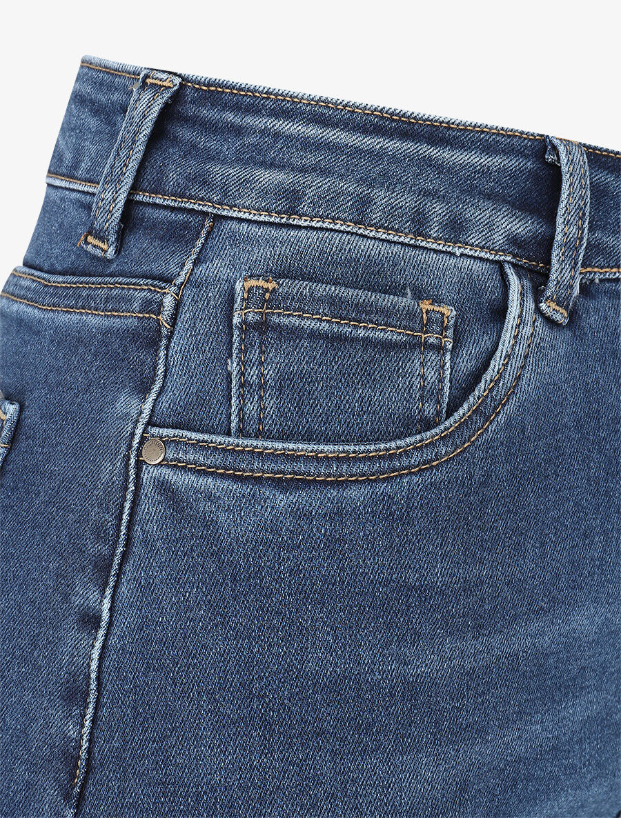 Lange rok met split aan de voorkant - blauw - Image 3