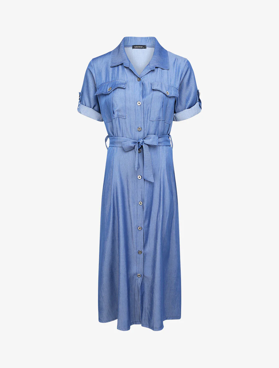 Lange shirtjurk - Blauw denim