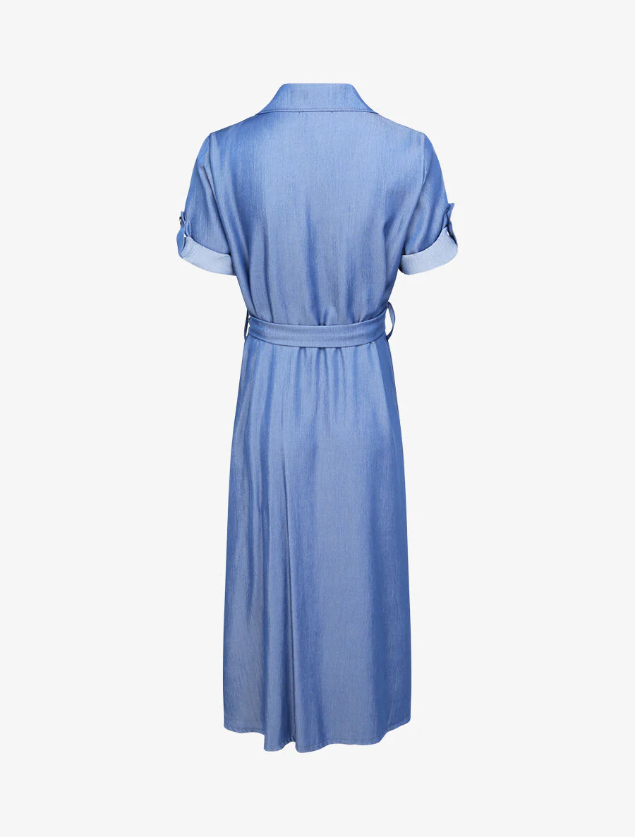 Lange shirtjurk - Blauw denim - Image 2