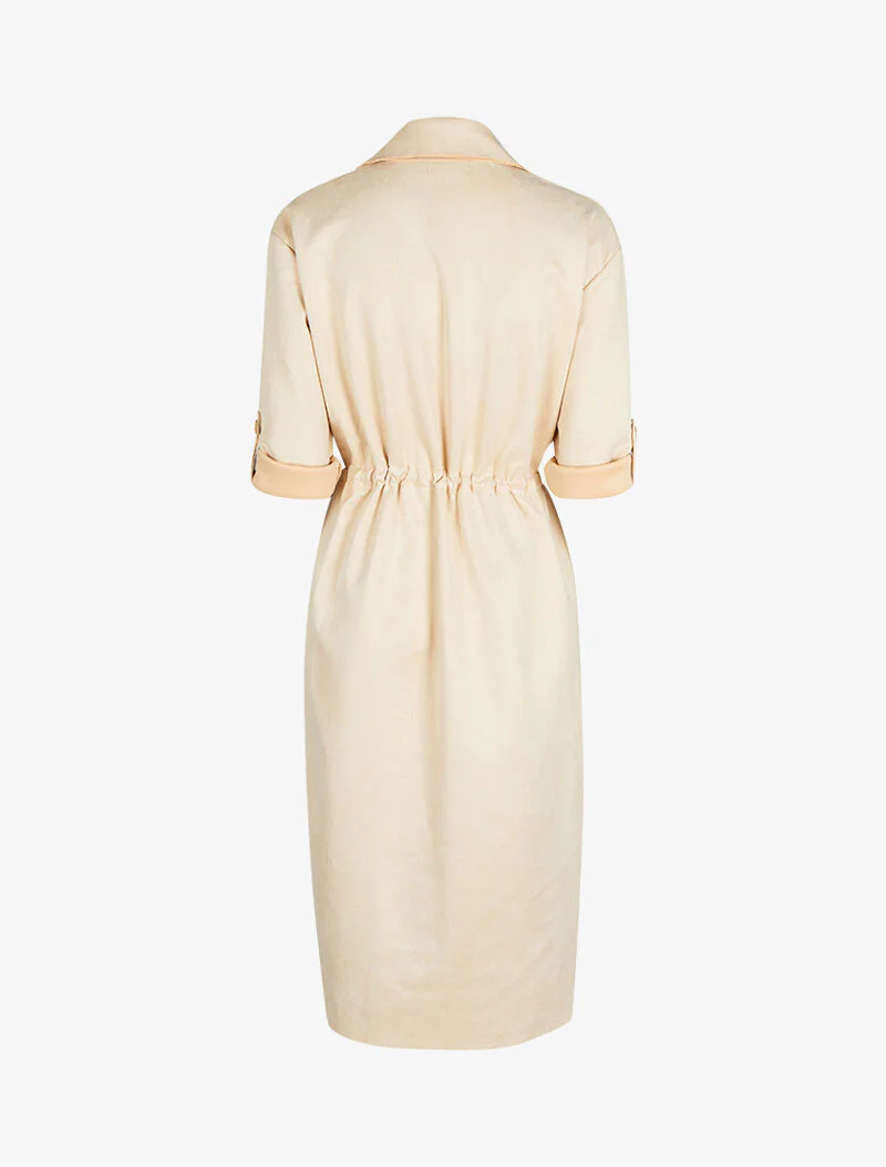 Lange trenchcoat in suèdine met oprolbare mouwen - Beige - Image 2