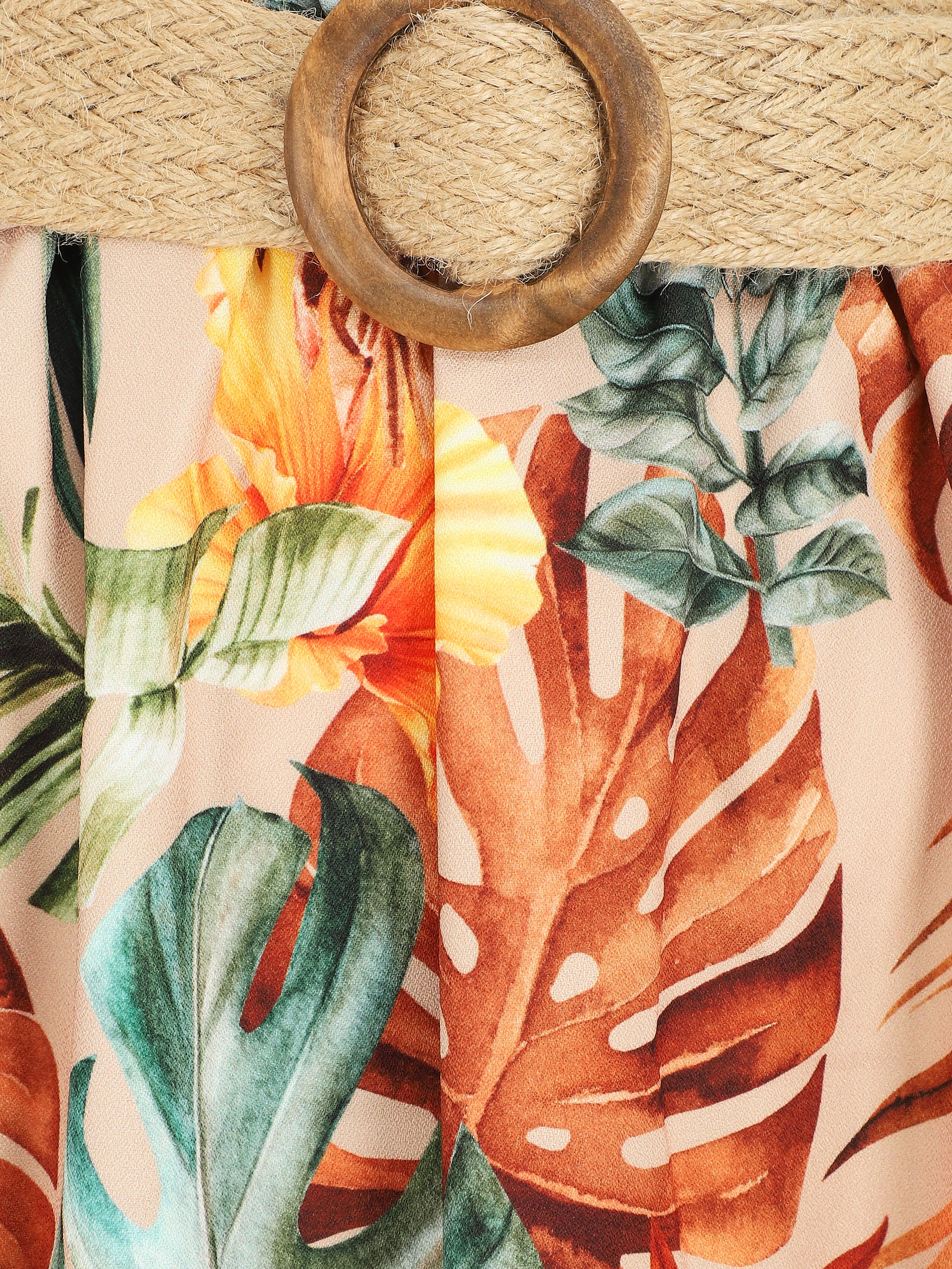 Lange tropische print rok - Beige - Image 3