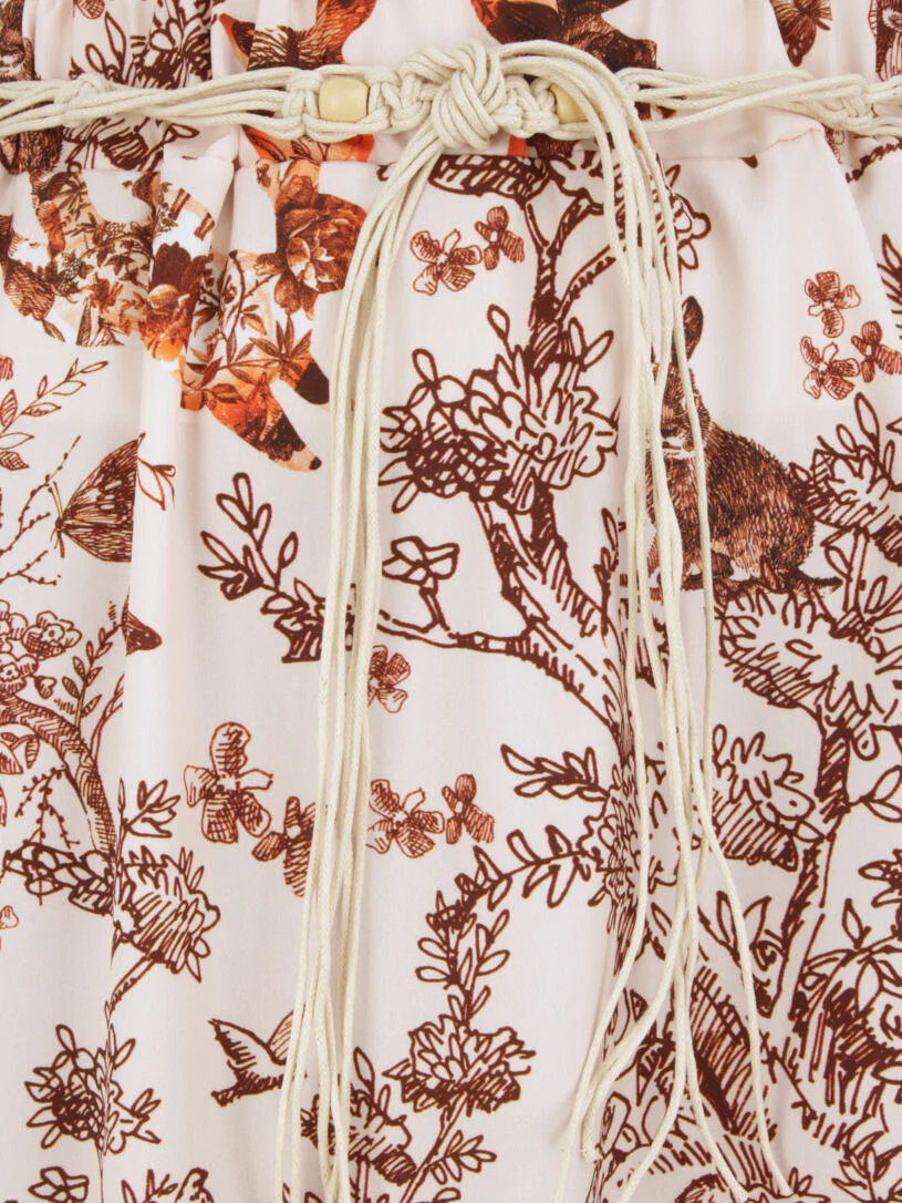 Lange uitlopende geprinte toile de Jouy rok - beige - Image 3