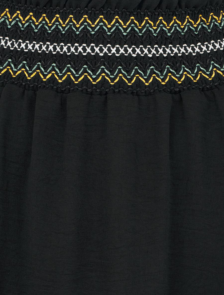 Lange uitlopende rok met elastische tailleband - Zwart - Image 3