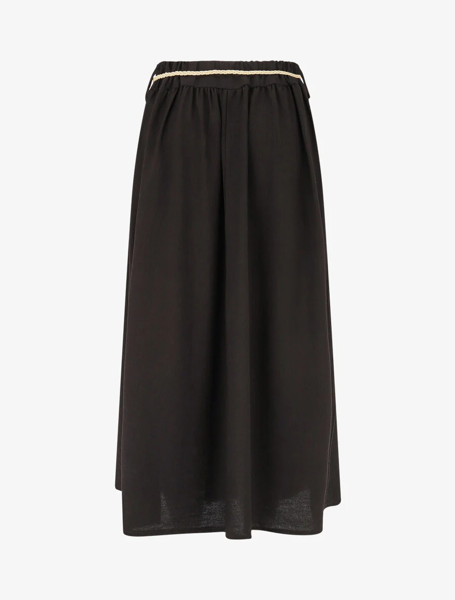 Lange uitlopende rok met hoge taille - Zwart - Image 2