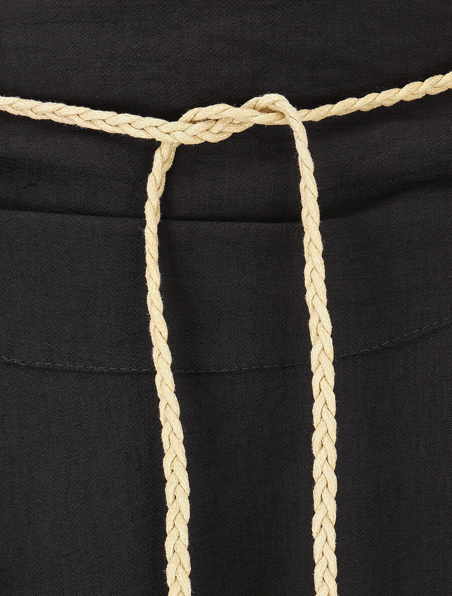 Lange uitlopende rok met hoge taille - Zwart - Image 3