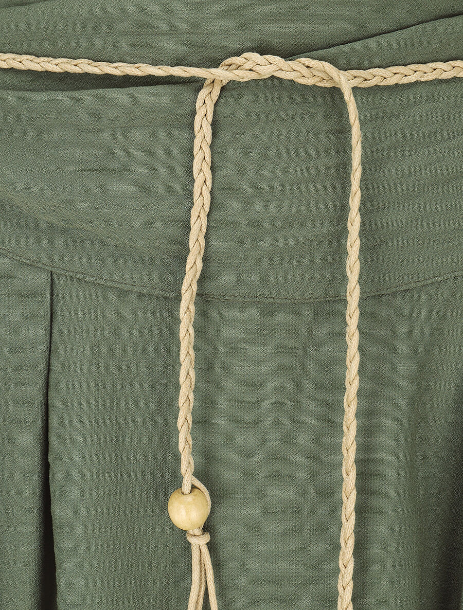 Lange uitlopende rok met hoge taille - Kakigroen - Image 3