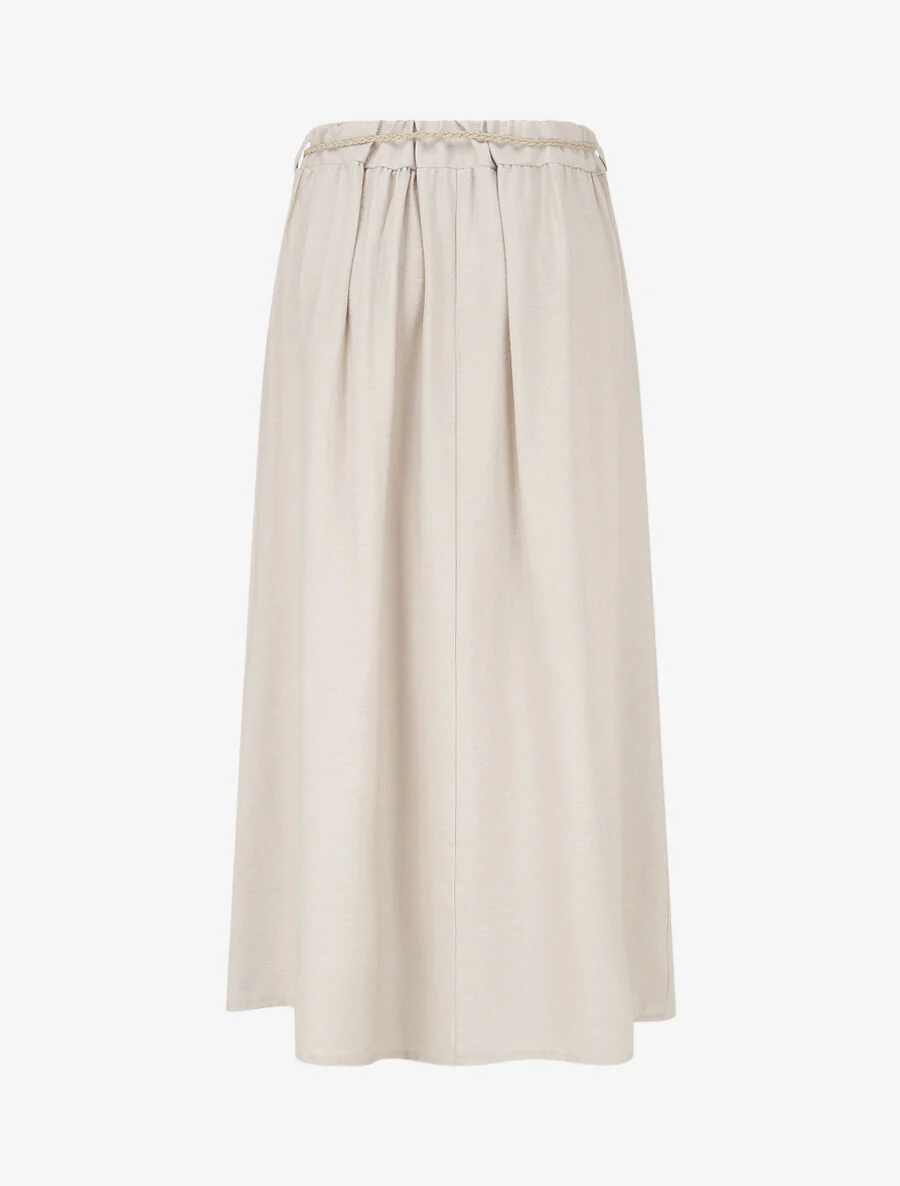 Lange uitlopende rok met hoge taille - Beige - Image 2