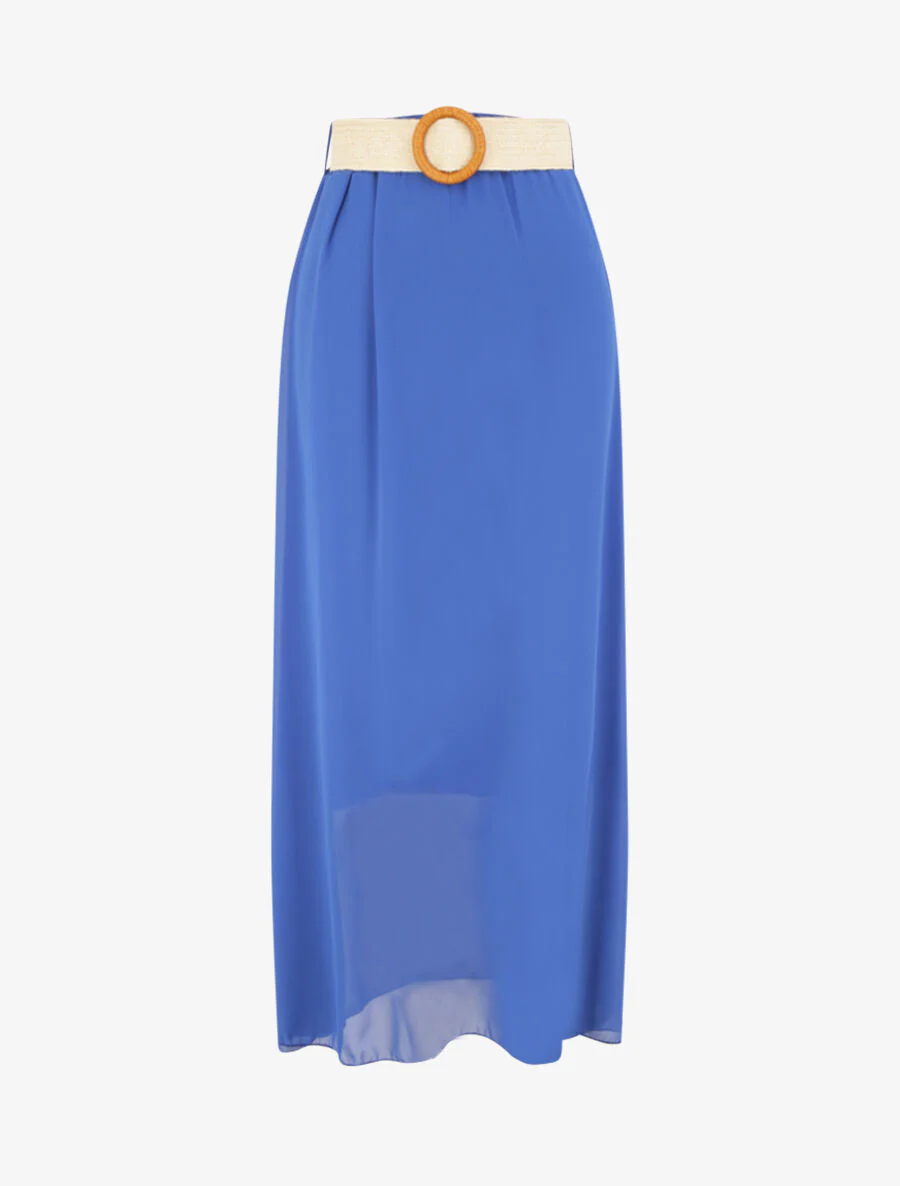 Lange uitlopende zijden rok - Elektrisch blauw